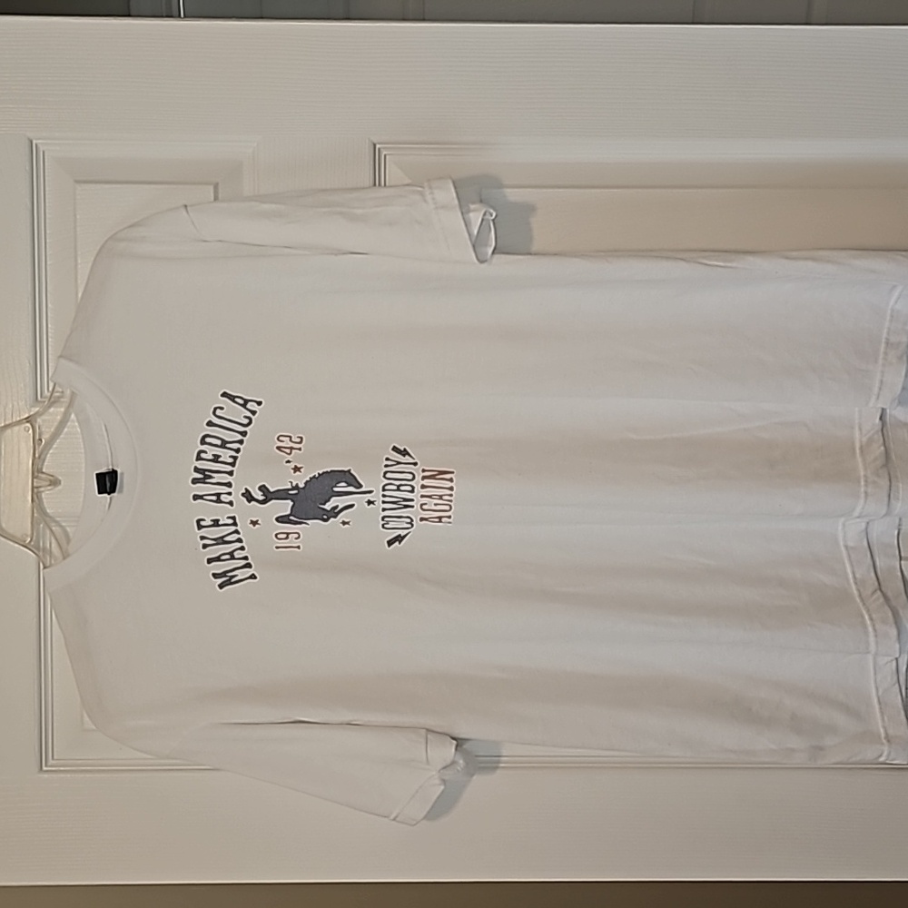 'Make America Cowboy Again' short sleeve white Tee, size XXL